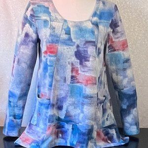 Long sleeve soft multicolor casual shirt with pockets